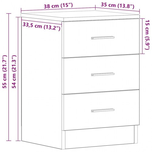 Sengeborde 2 stk. - sort eg 38×35×55 cm i konstrueret træ
