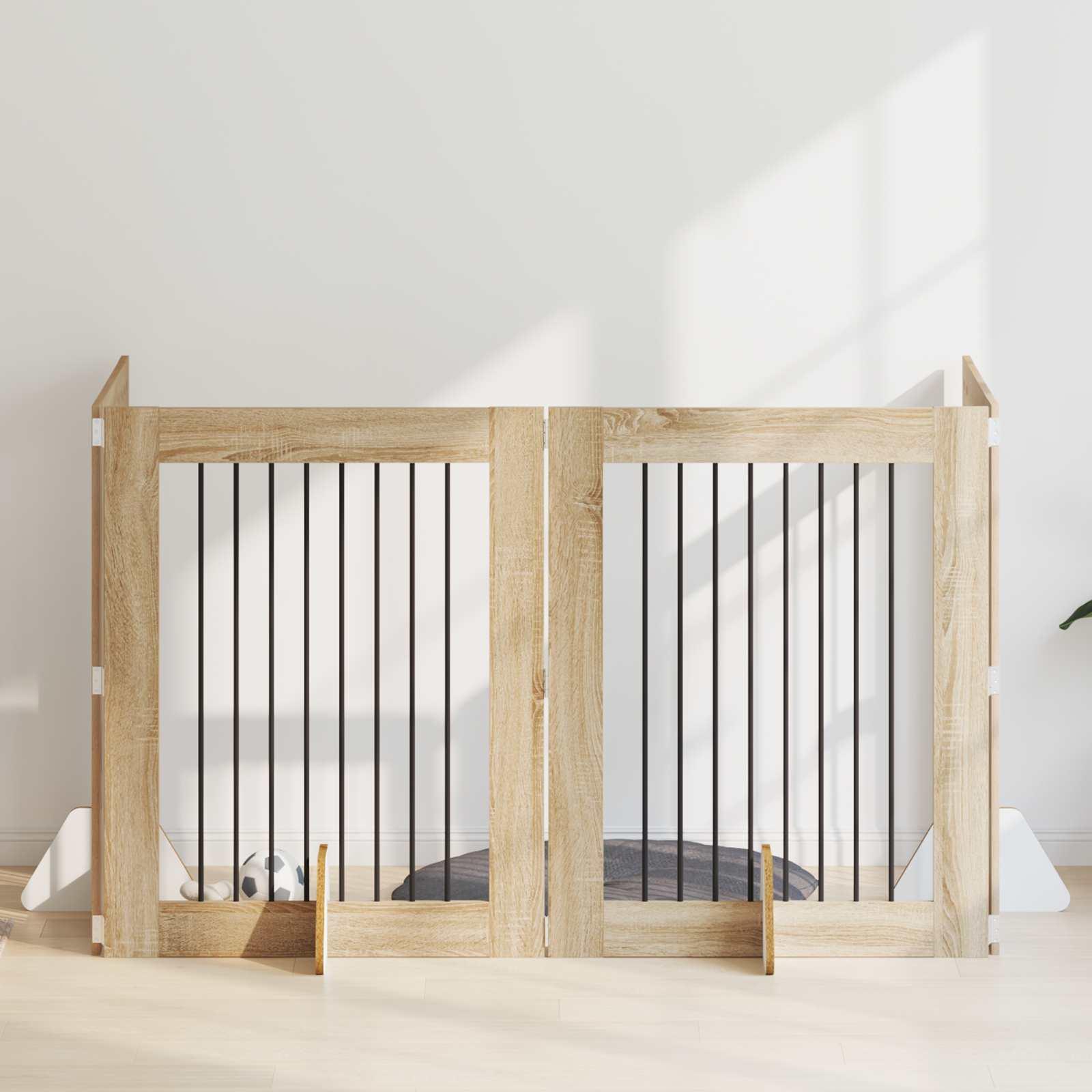 Hundehegn med stativer 4 stk Sonoma-eg 80 x 100 cm billede
