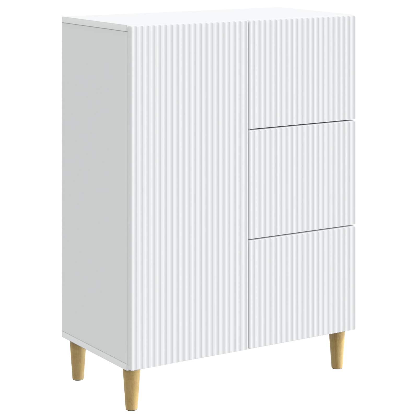 Sidebord med skuffe Hvid 66 x 34,5 x 90 cm Konstrueret træ billede