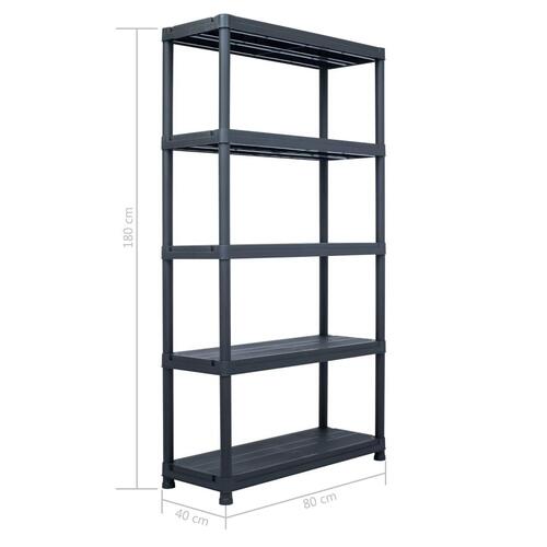 Opbevaringsreoler 2 stk. 250 kg 80 x 40 x 180 cm plastik sort