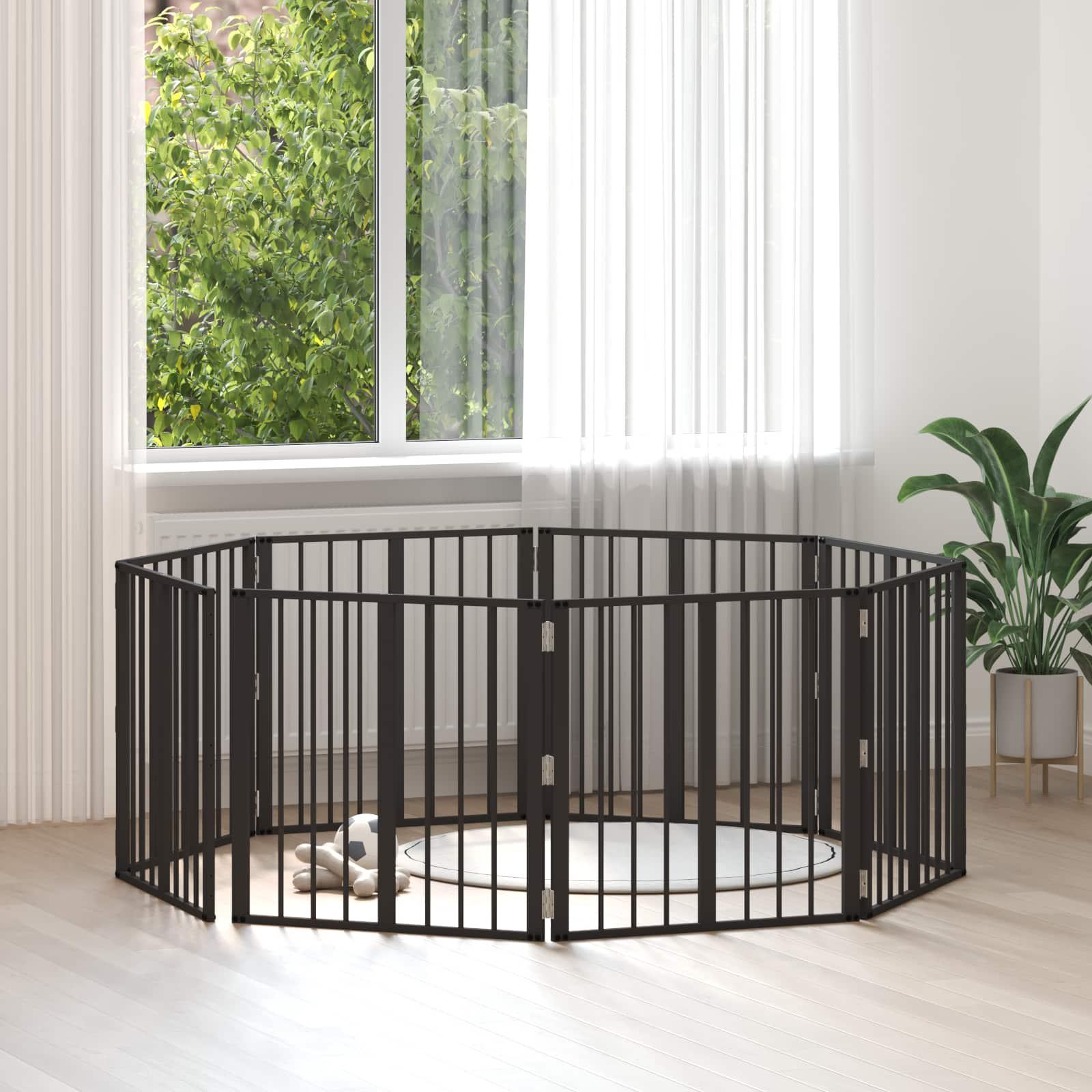 Hundedør 8 stk Sort 60 x 60 cm Galvaniseret stål billede