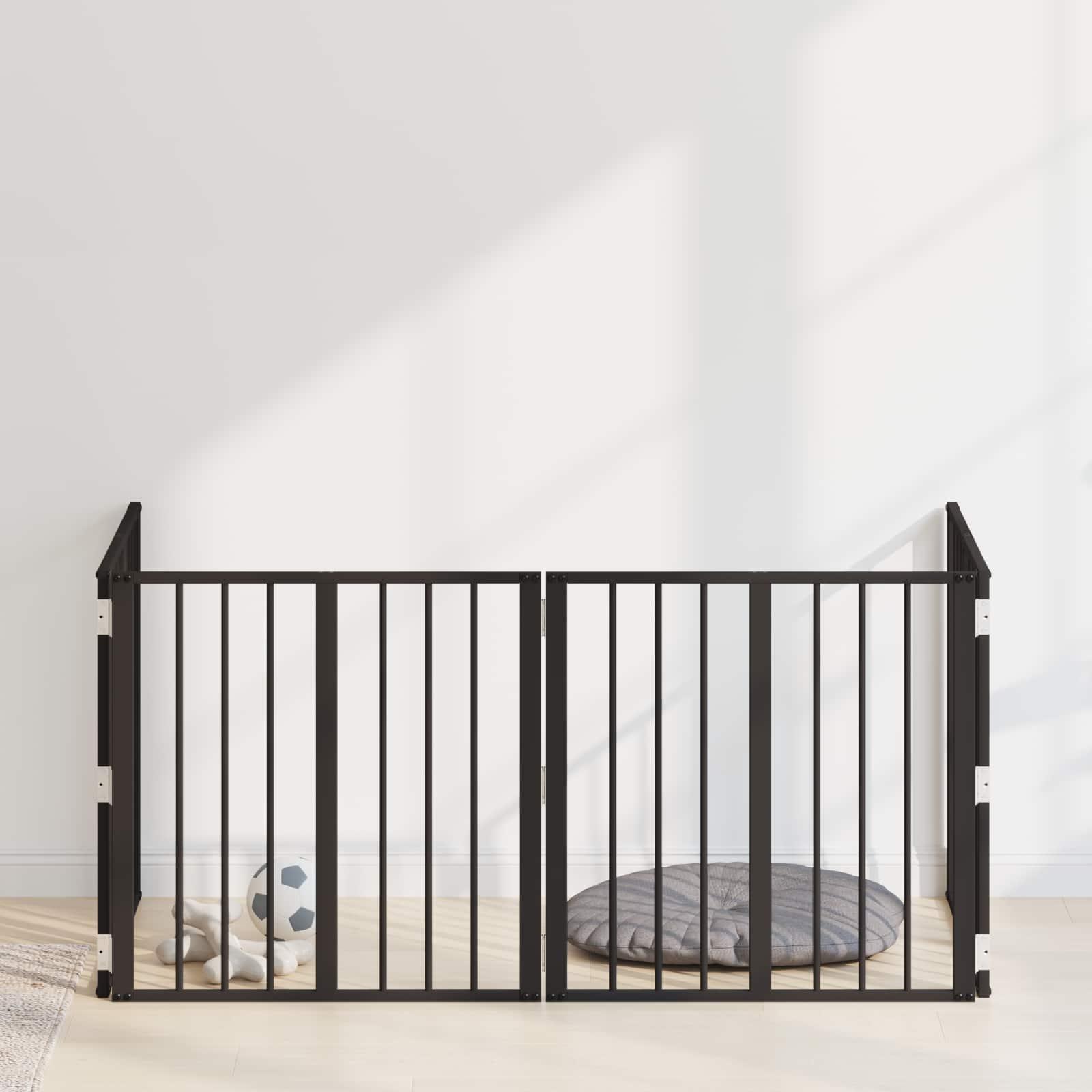 Hundedør 4 stk Sort 60 x 60 cm Galvaniseret stål billede