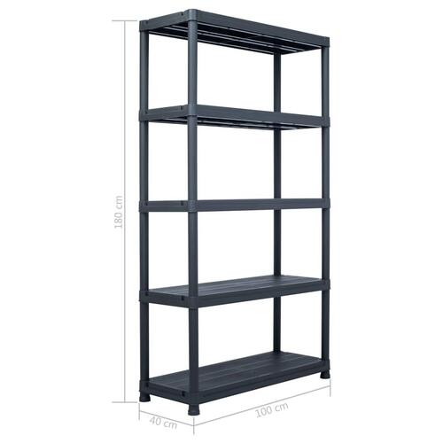 Opbevaringsreoler 2 stk. 500 kg 100 x 40 x 180 cm plastik sort