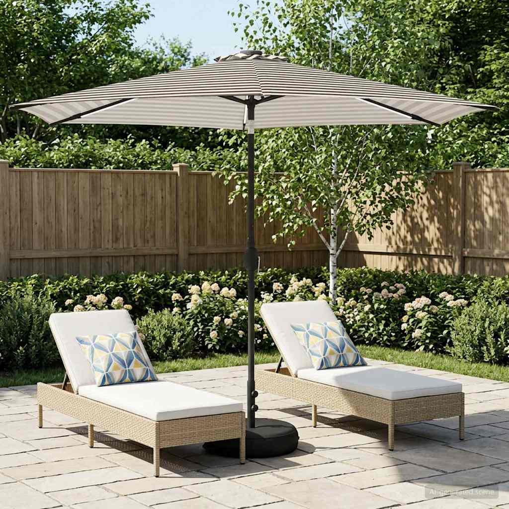 Have Parasol med LED Lygter 300 x 300 cm Polyester Sort og Hvid billede