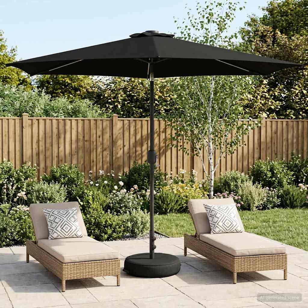 Have Parasol med LED Lygter 300 x 300 cm Polyester Sort billede