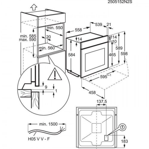 Electrolux EOF6P76BZ indbygningsovn 65 l - pyrolyse, sort