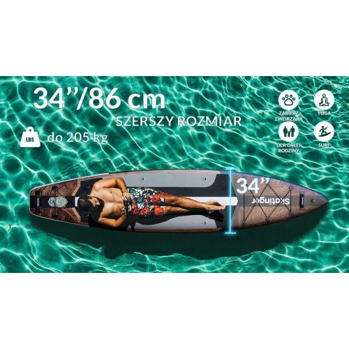 Skatinger Waverider 12’6" Touring oppusteligt SUP-board - 380 × 86 × 16 cm, bronze