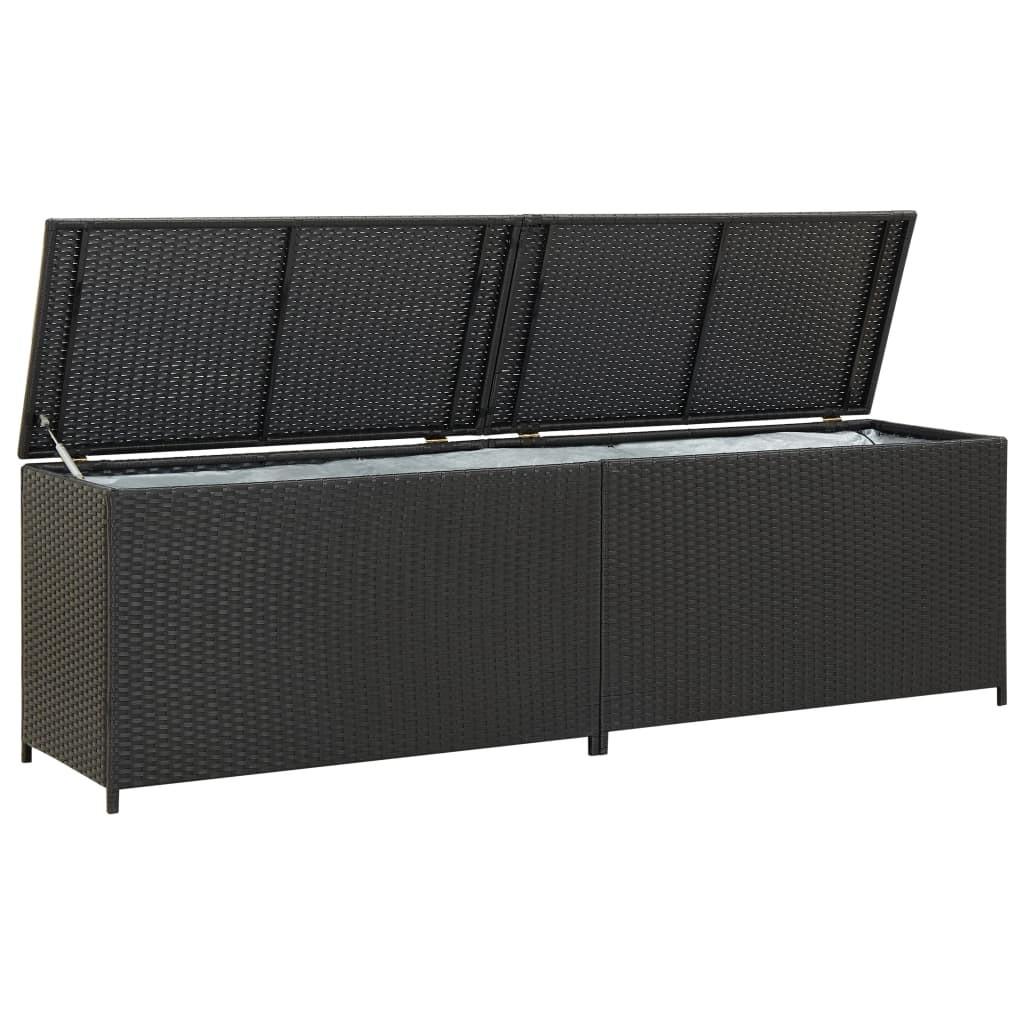 Opbevaringskasse til haven 200x50x60 polyrattan sort