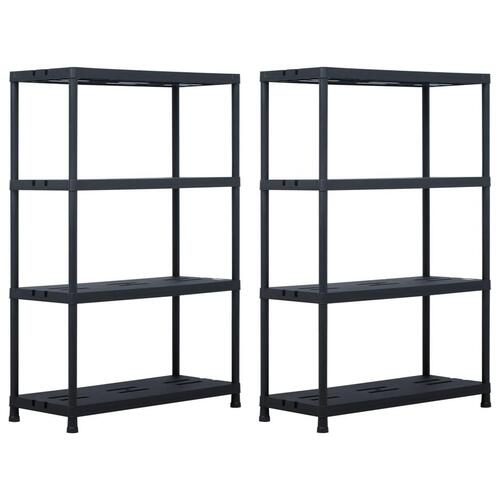 Opbevaringsreoler 2 stk. 220 kg 90 x 40 x 138 cm plastik sort