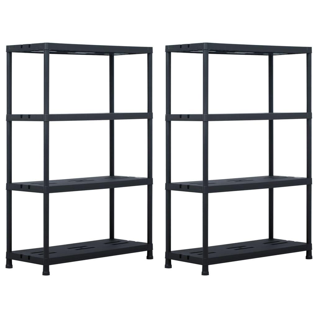Opbevaringsreoler 2 stk. 220 kg 90 x 40 x 138 cm plastik sort