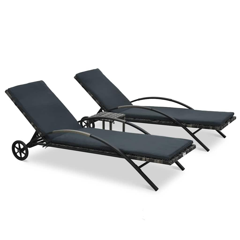 Solsenge med bord i polyrattan antracitgrå billede