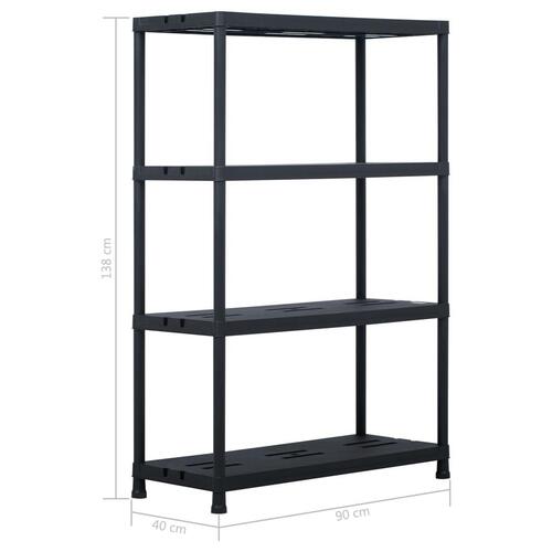 Opbevaringsreoler 2 stk. 220 kg 90 x 40 x 138 cm plastik sort