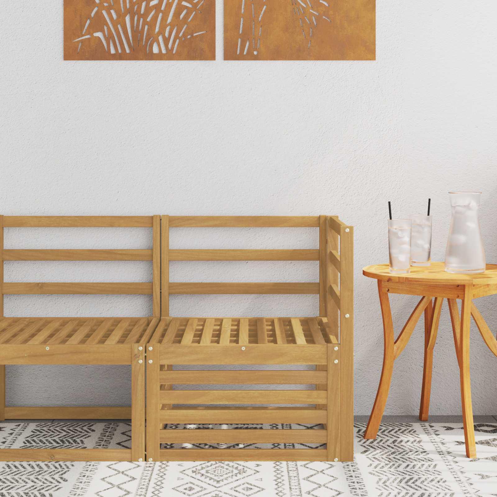 Udendørs Hjørnesofa Massivt Akacietræ Hvid 63 x 63 x 73 cm billede