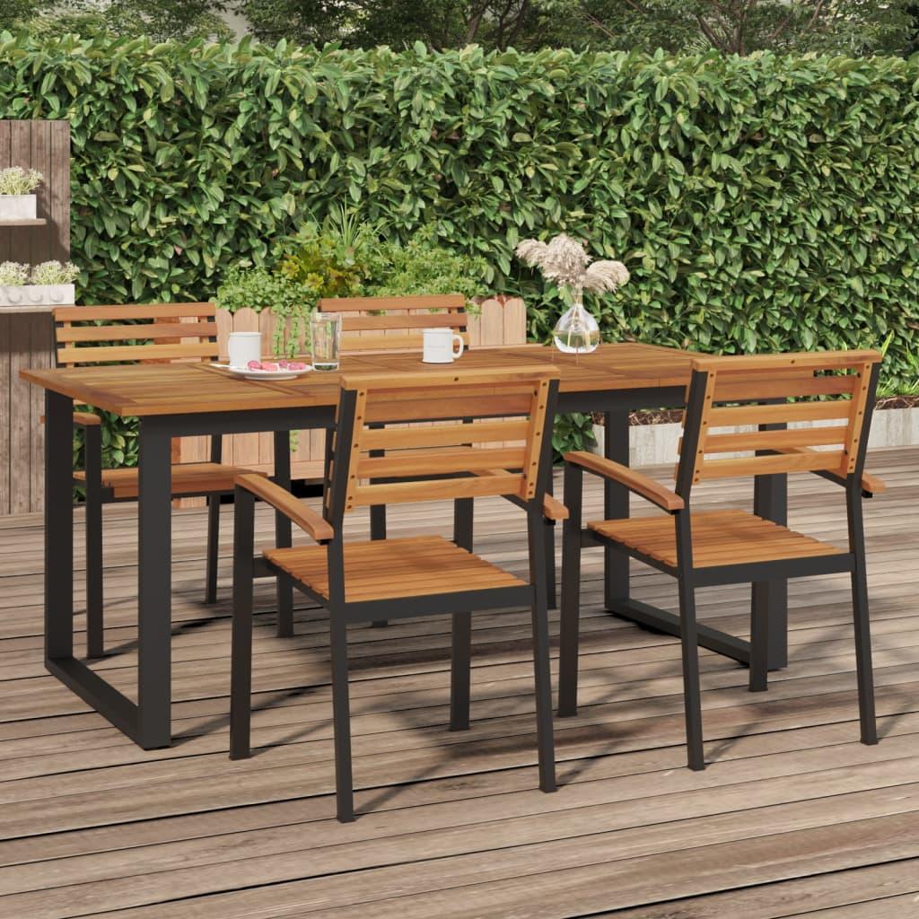 Havebord med U-formede ben 180x90x75 cm massivt akacietræ billede