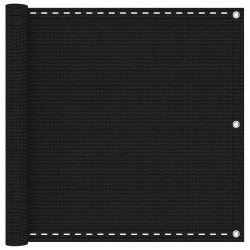 Altan skærm i HDPE - sort 75 × 800 cm med aluminiumsøjer