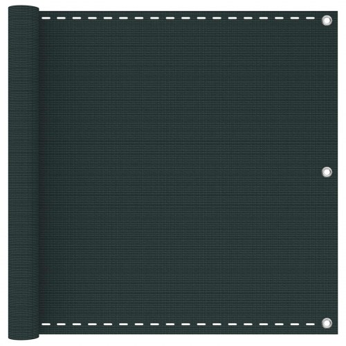 Altan skærm i HDPE - mørkegrøn 90 × 700 cm med aluminiumsøjer