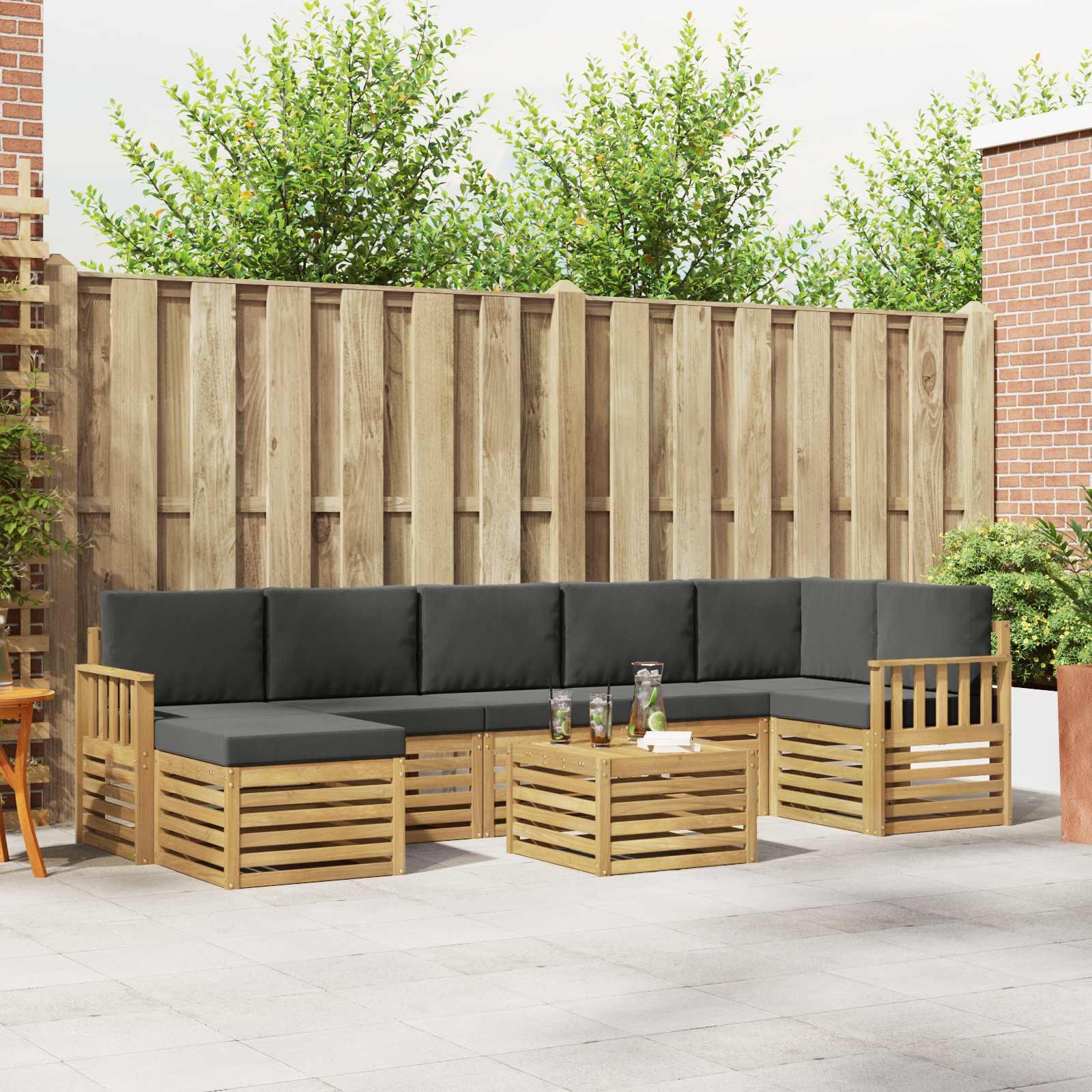 Udendørs sofagruppe 8 stk Hvid og antracit 59 x 59 x 37 cm billede