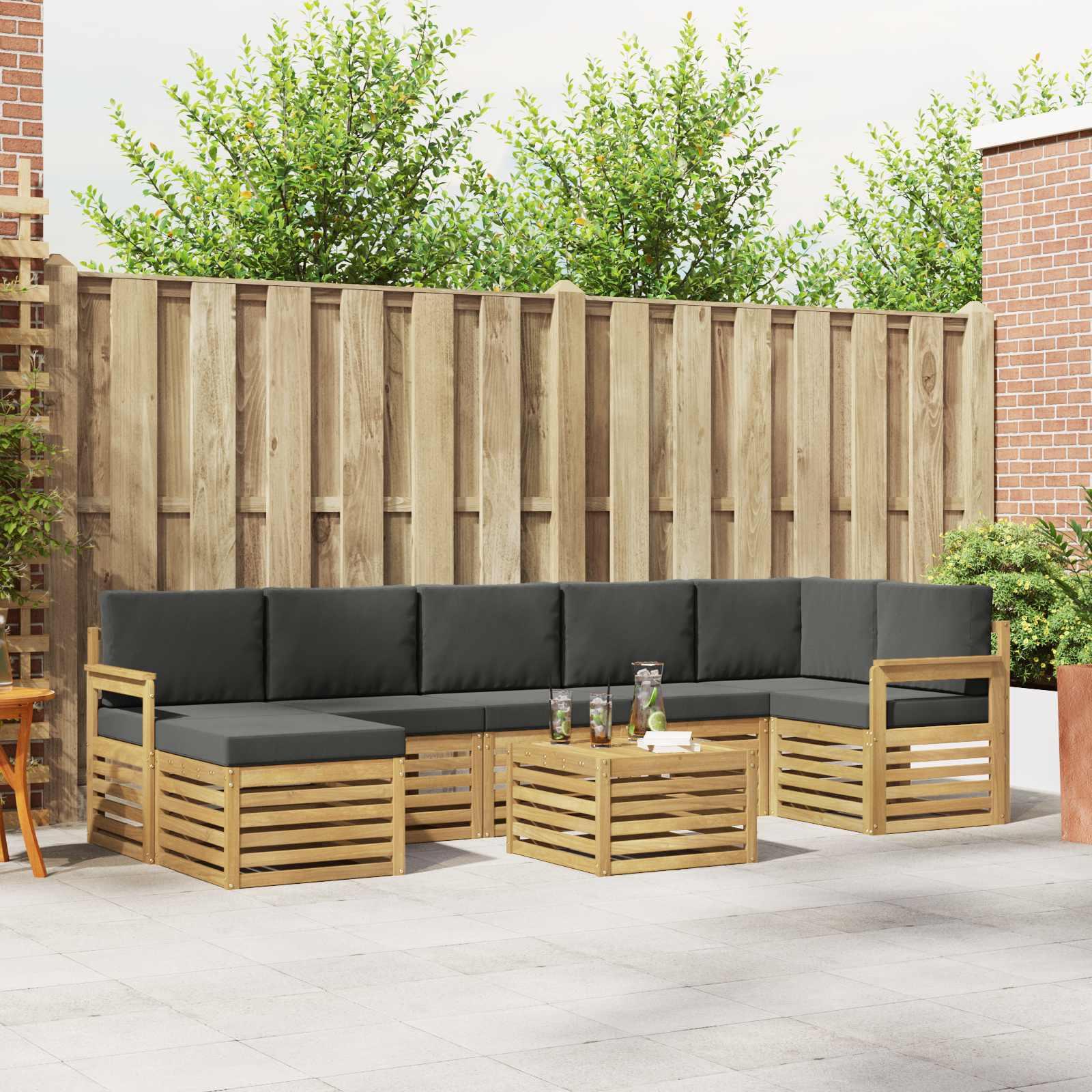 Udendørs sofagruppe 8 stk Hvid og antracit 59 x 59 x 37 cm billede