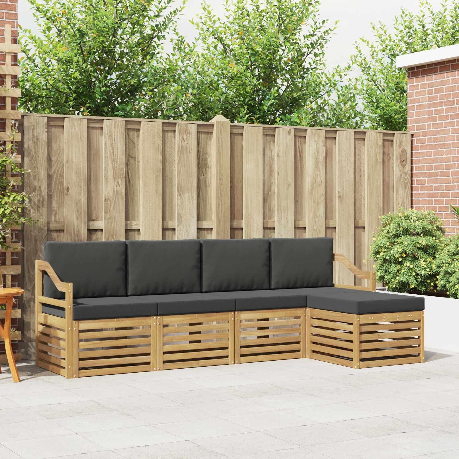 Udendørs sofagruppe - 5 dele, hvid/antracit, 245 × 122,5 × 73 cm