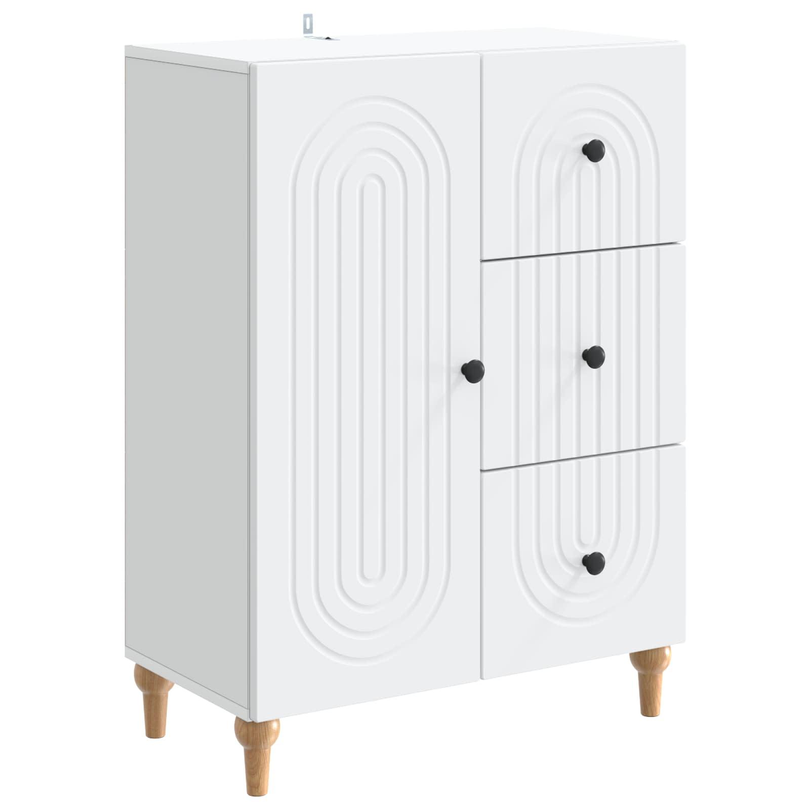 Sidebord med skuffe Hvid 66 x 34,5 x 90 cm Konstrueret træ billede