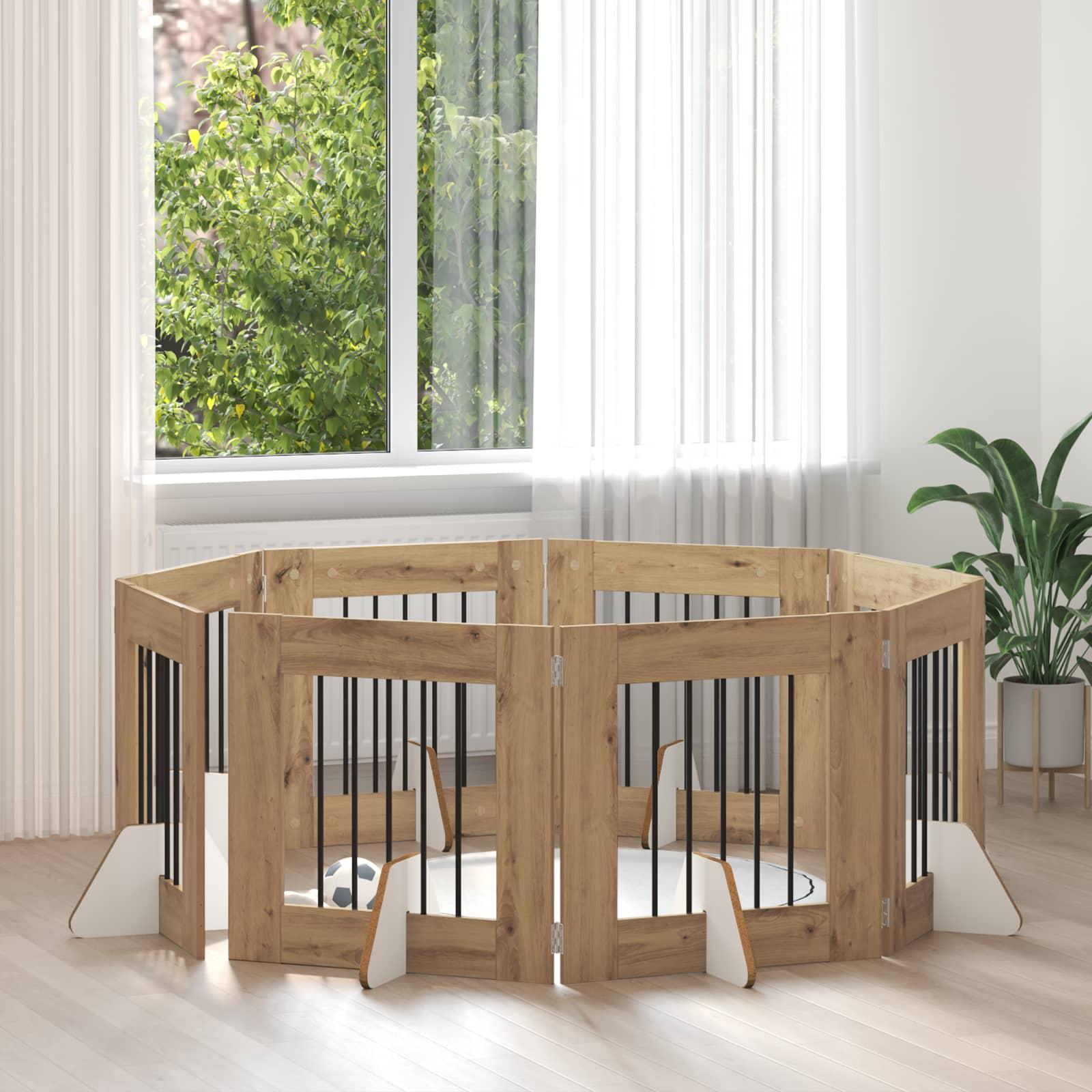 Hundehegn med stativer 8 stk Artisan-eg 60 x 60 cm billede