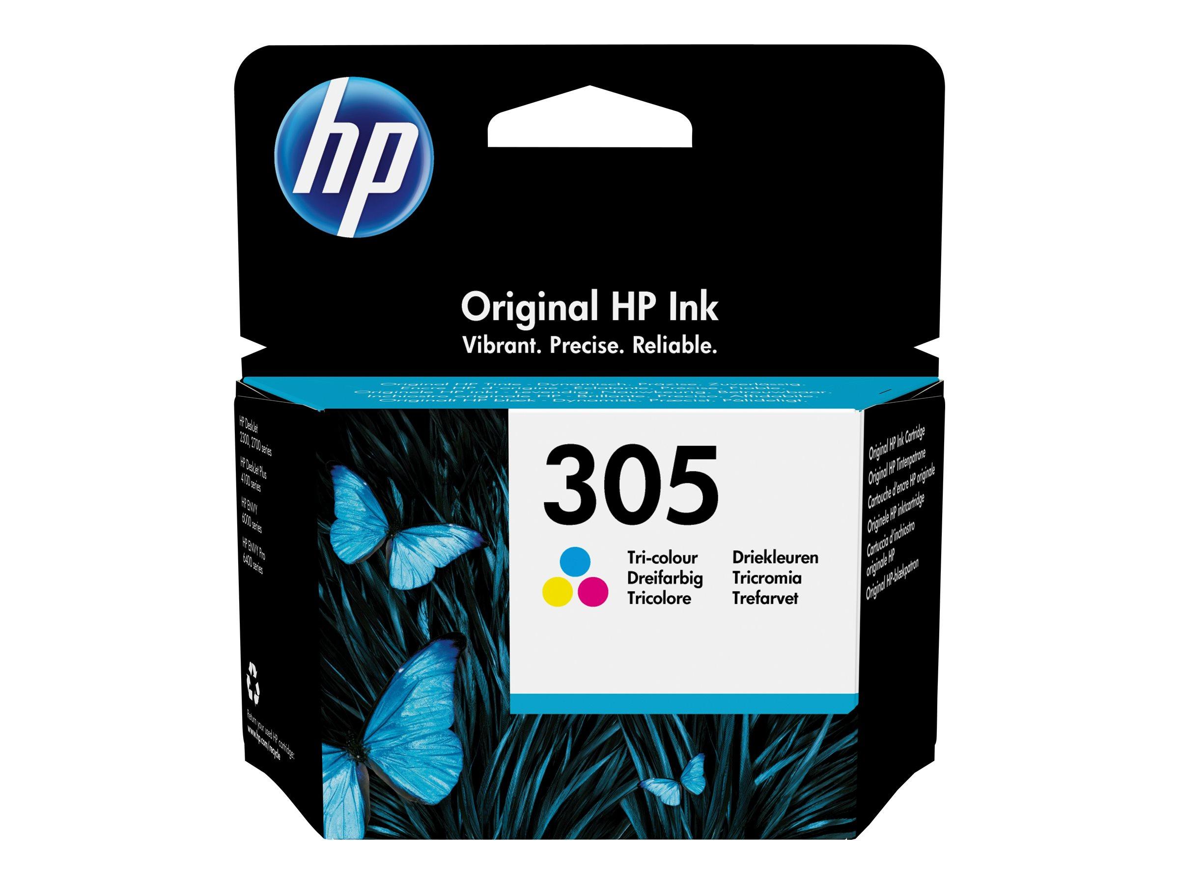 HP 305 trefarvet blækpatron - cyan, magenta, gul - op til 100 sider billede