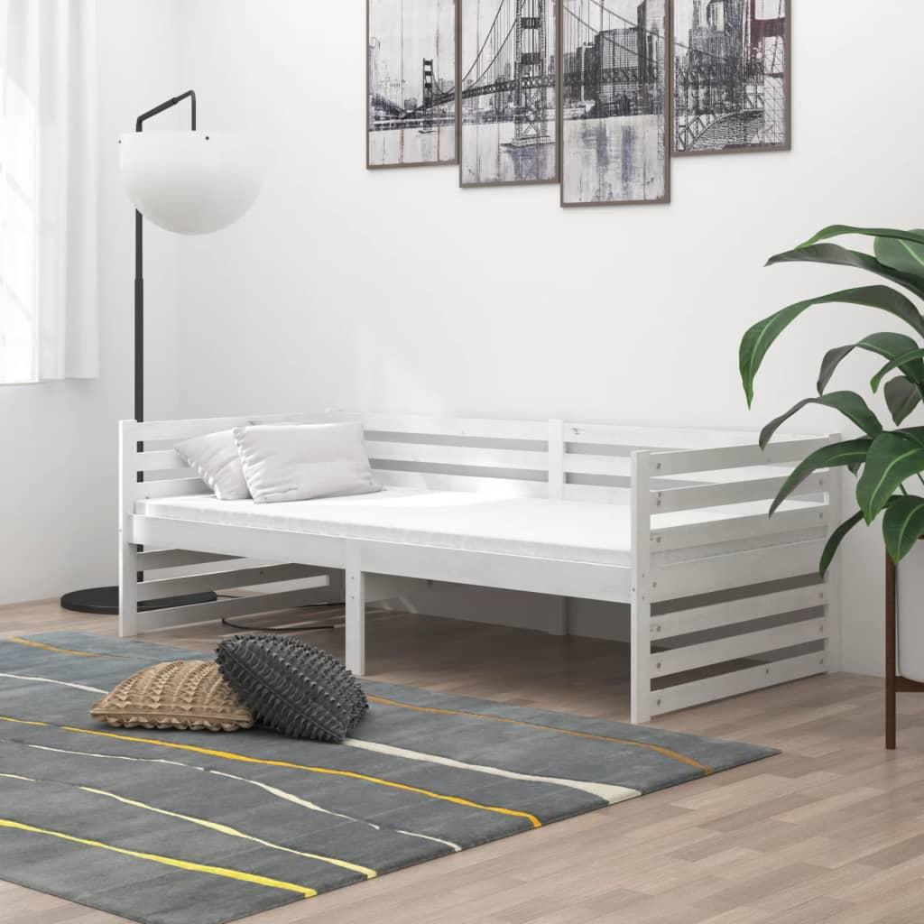 Daybed 90x200 cm massivt fyrretræ hvid billede