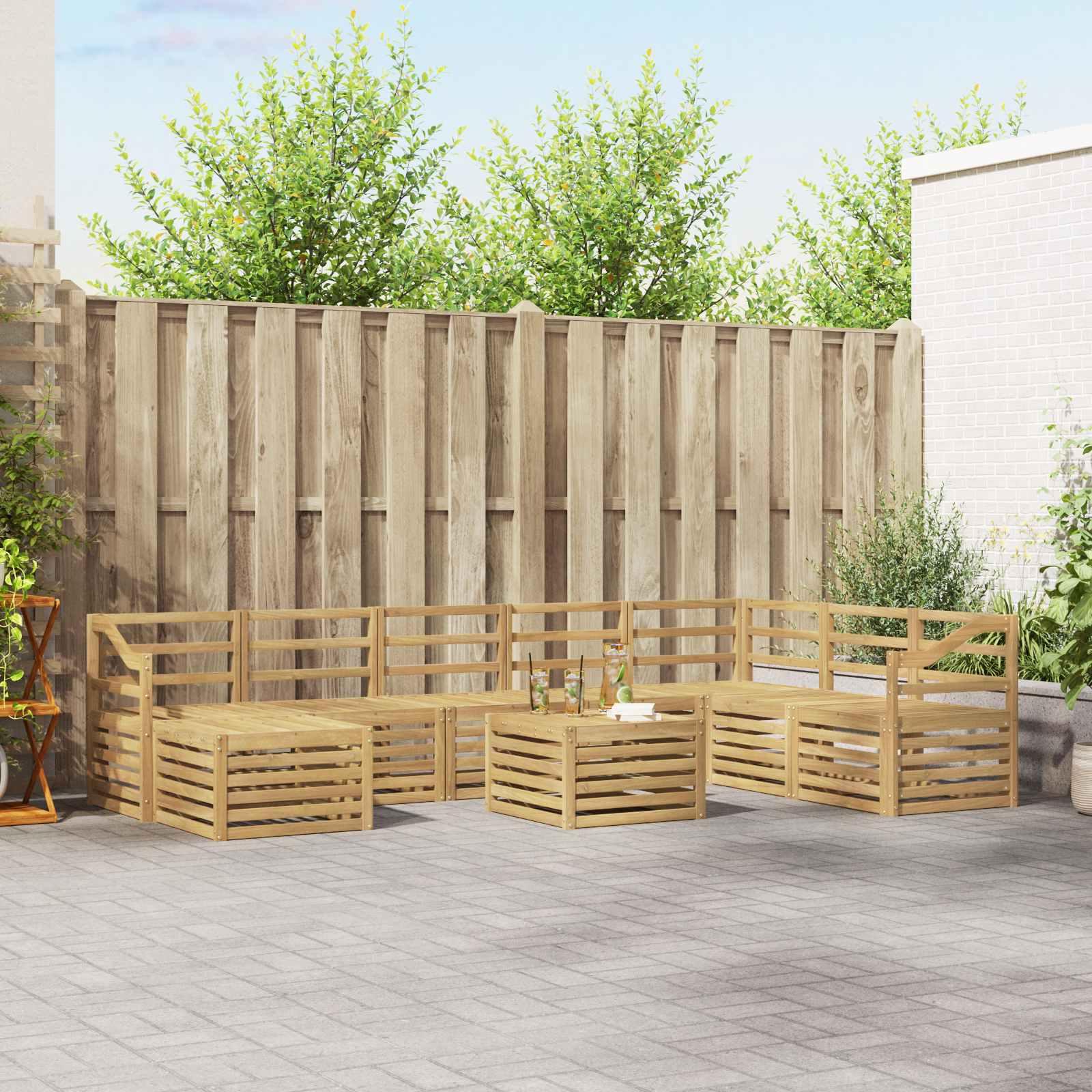 Modulært sofasæt til terrasse - massivt akacietræ