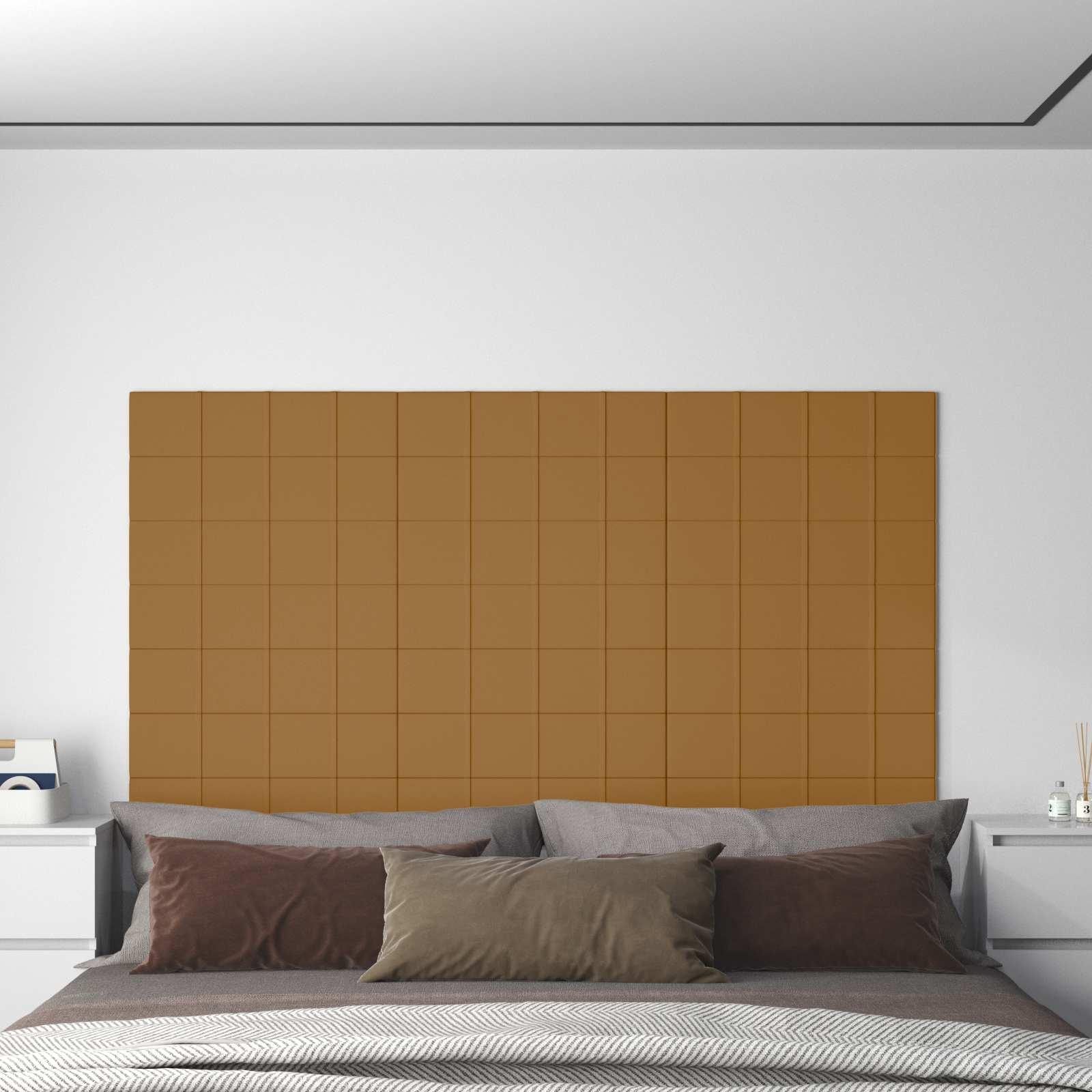 Væghovedgærde i fløjl - 12 paneler, brun, 60 × 15 cm billede