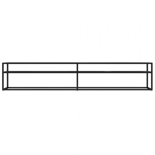 Tv-bord 220x40x40,5 cm hærdet glas marmoreffekt sort