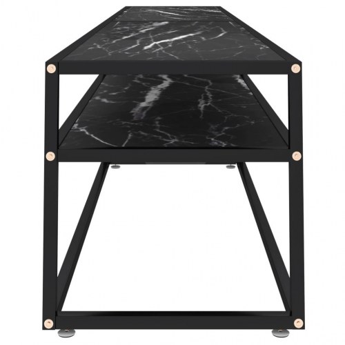 Tv-bord 220x40x40,5 cm hærdet glas marmoreffekt sort