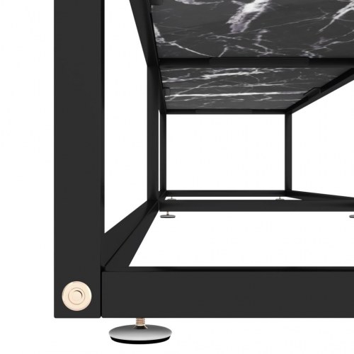 Tv-bord 220x40x40,5 cm hærdet glas marmoreffekt sort