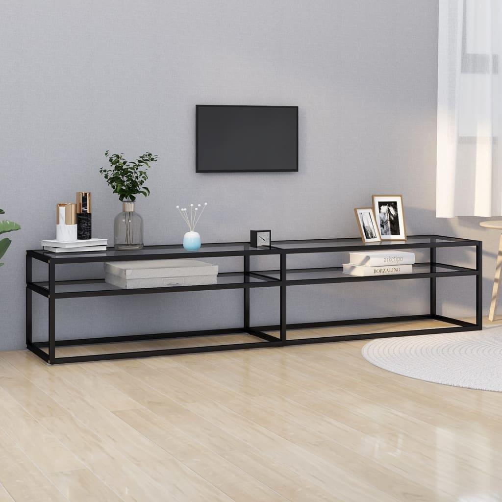 Tv-bord 200x40x40,5 cm hærdet glas transparent billede