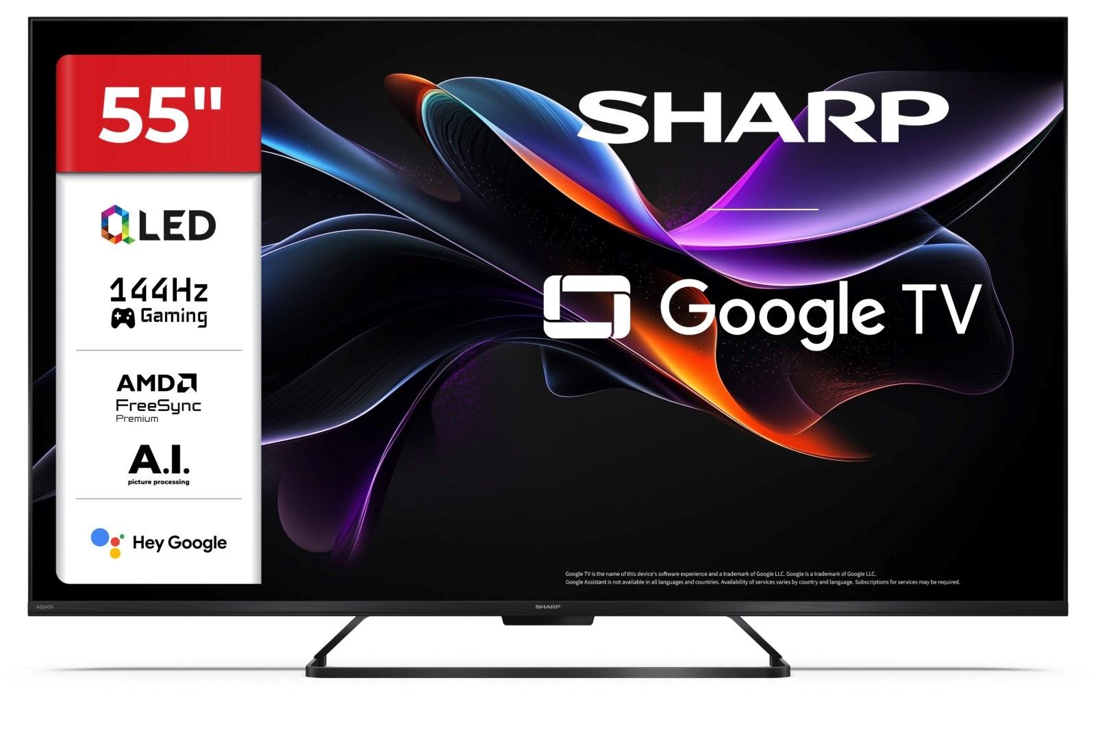 Sharp 55HR7265E 55" QLED 4K Ultra HD Google TV - Sort billede