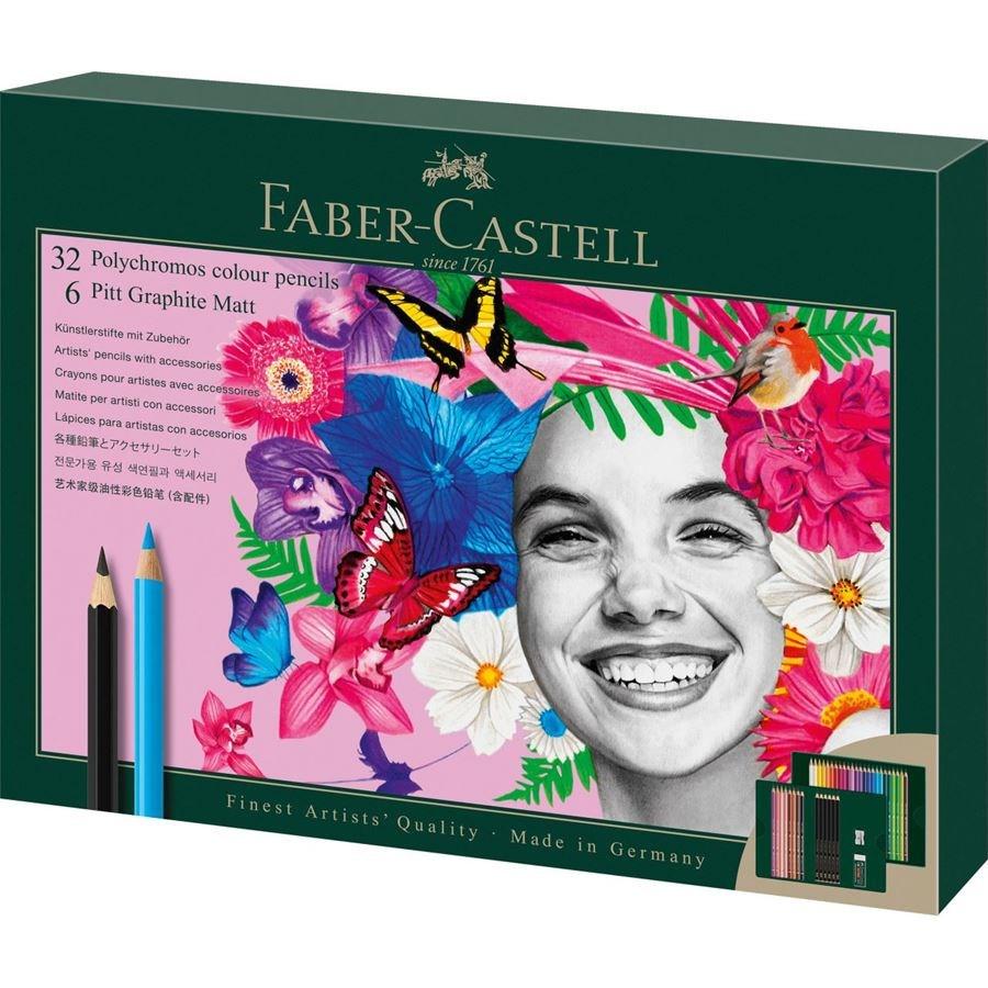Faber-Castell Polychromos & Pitt Graphite Matt - farve- og grafitsæt, 38 dele billede