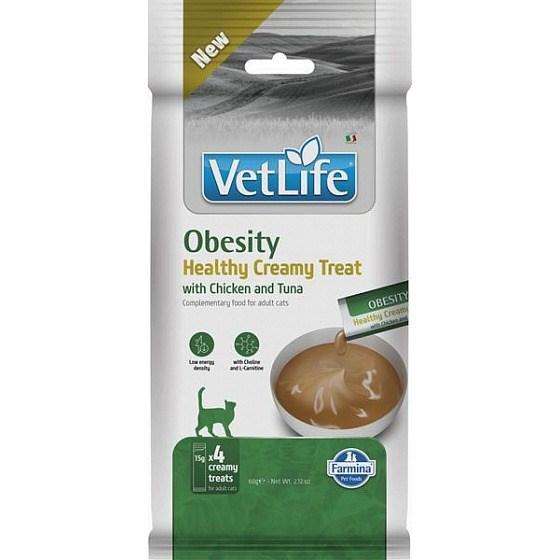 Farmina Vet Life Kat Obesity Creamy Treat med kylling & tun - godbid til voksne katte, 4×15 g billede