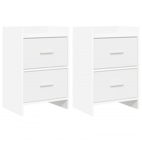 Sengeborde 2 stk Hvid 40 x 30 x 60 cm Konstrueret træ