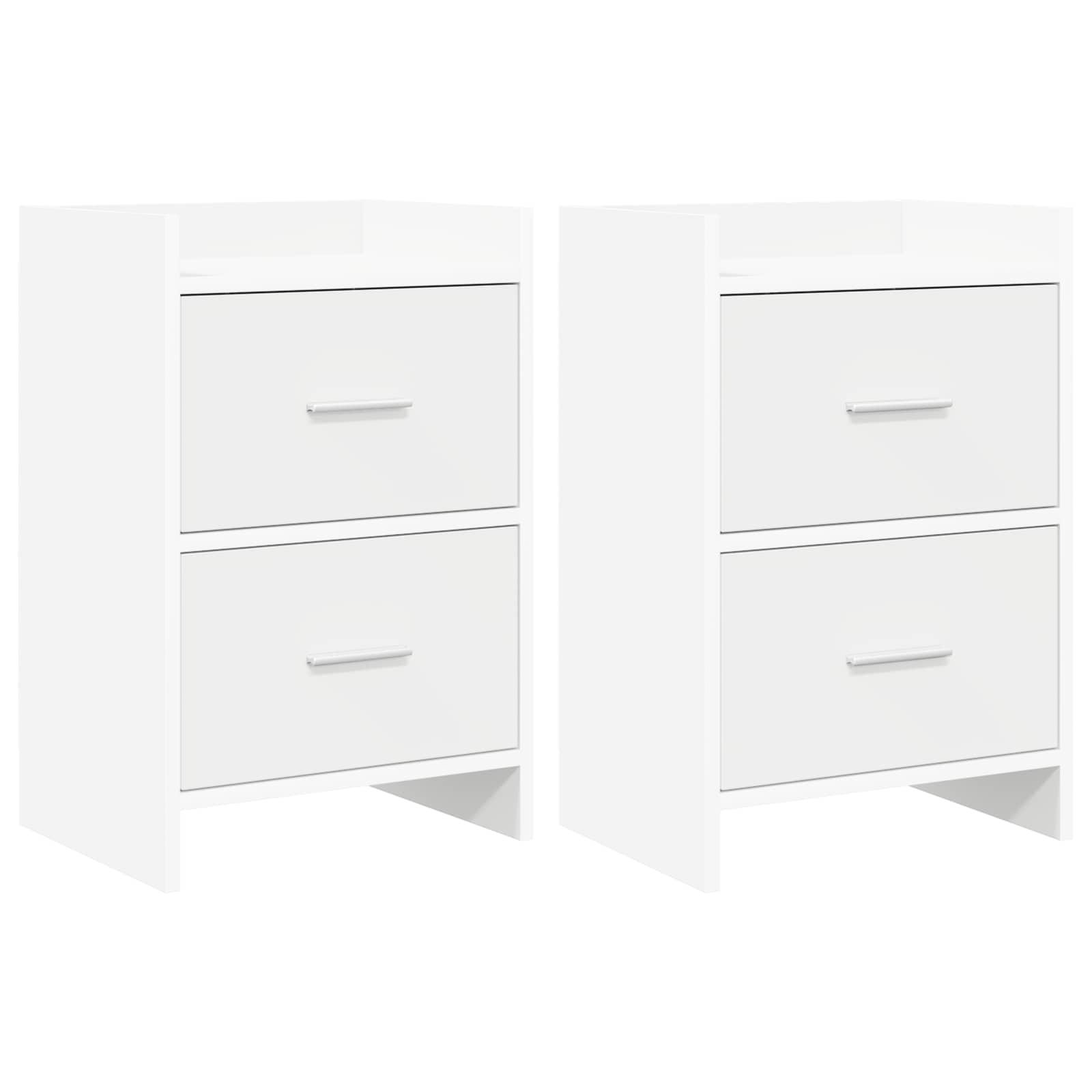Sengeborde 2 stk Hvid 40 x 30 x 60 cm Konstrueret træ