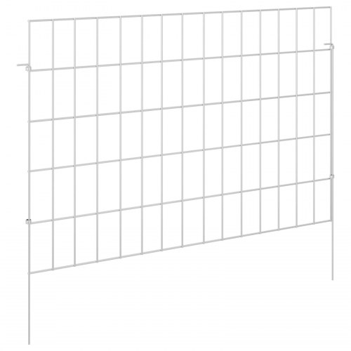 Havehegn med pæle 48 stk 75 x 50 cm Mesh Galvaniseret stål Sølv