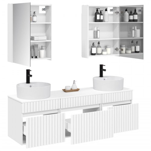 Badeværelsesskabsæt 5 stk Hvid 53 x 15,5 x 70 cm