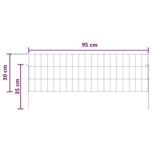 Havehegn med pæle 12 stk 95 x 30 cm Mesh Galvaniseret stål Sølv