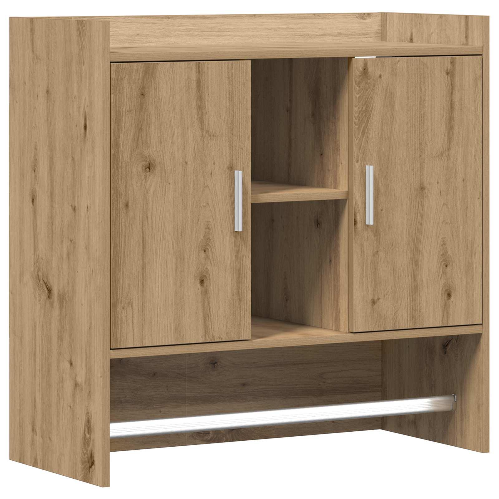 Væghylde i artisan-eg - vægmonteret opbevaring 80 × 36 × 80 cm, konstrueret træ billede