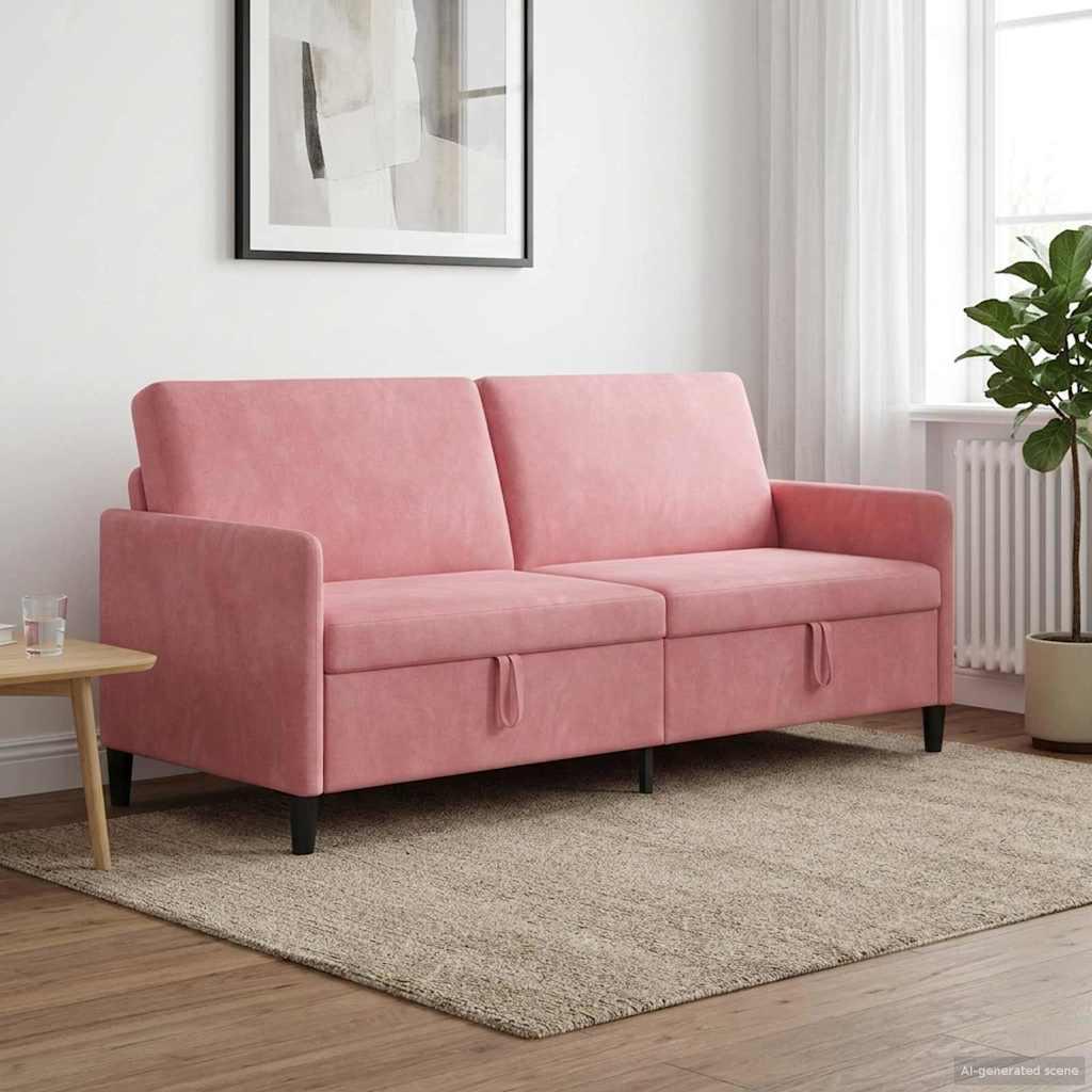 Sofa med opbevaring - lyserød 3-personers, 192 × 78 × 87 cm, polyester billede