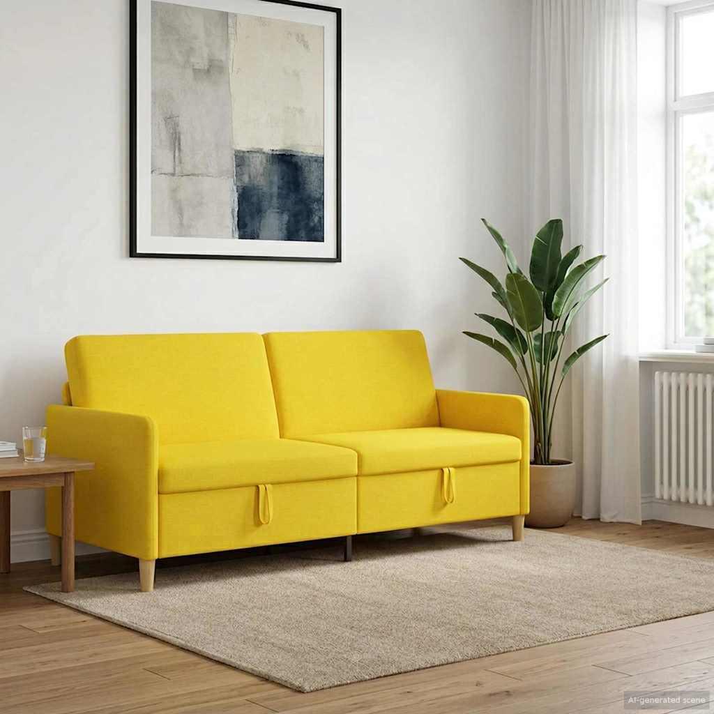 3-personers sofa med opbevaring - lys gul, 192 × 78 × 87 cm, polyester billede