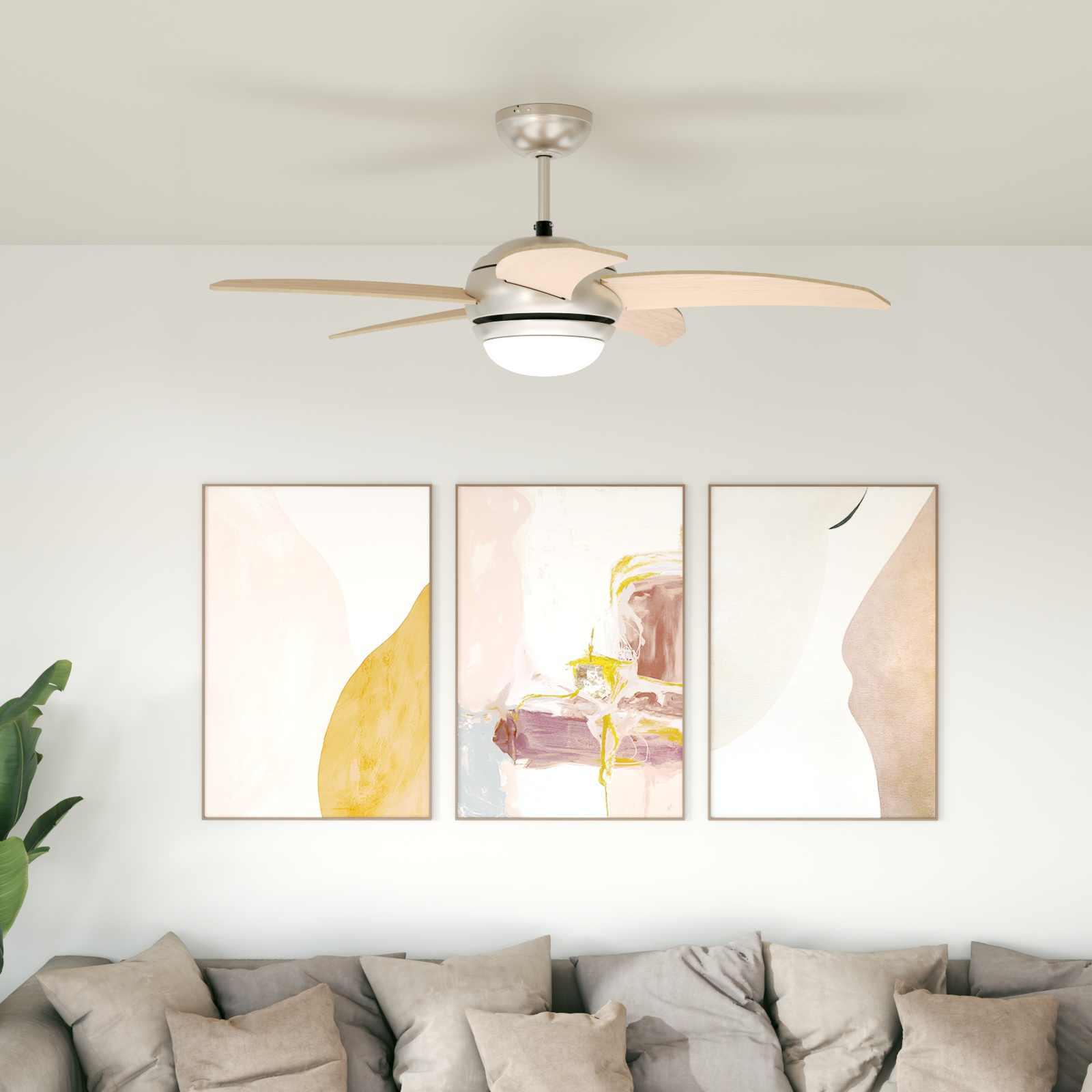 Loftfan med lys og fjernbetjening Ø 110 cm Sonoma-eg billede