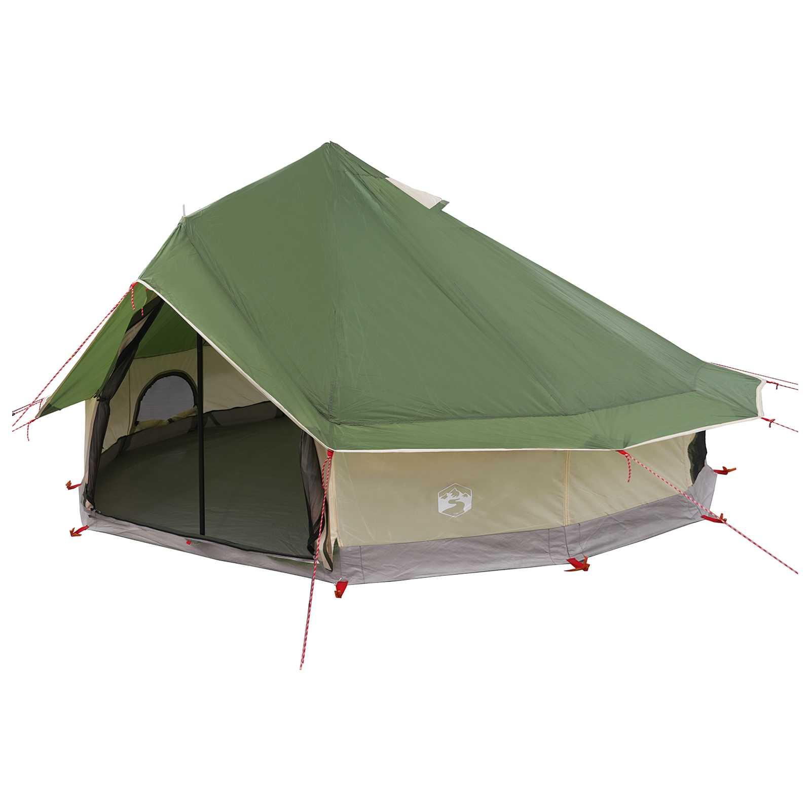 Tipi telt med tag - grøn, 700 × 700 × 395 cm, polyester og stål billede