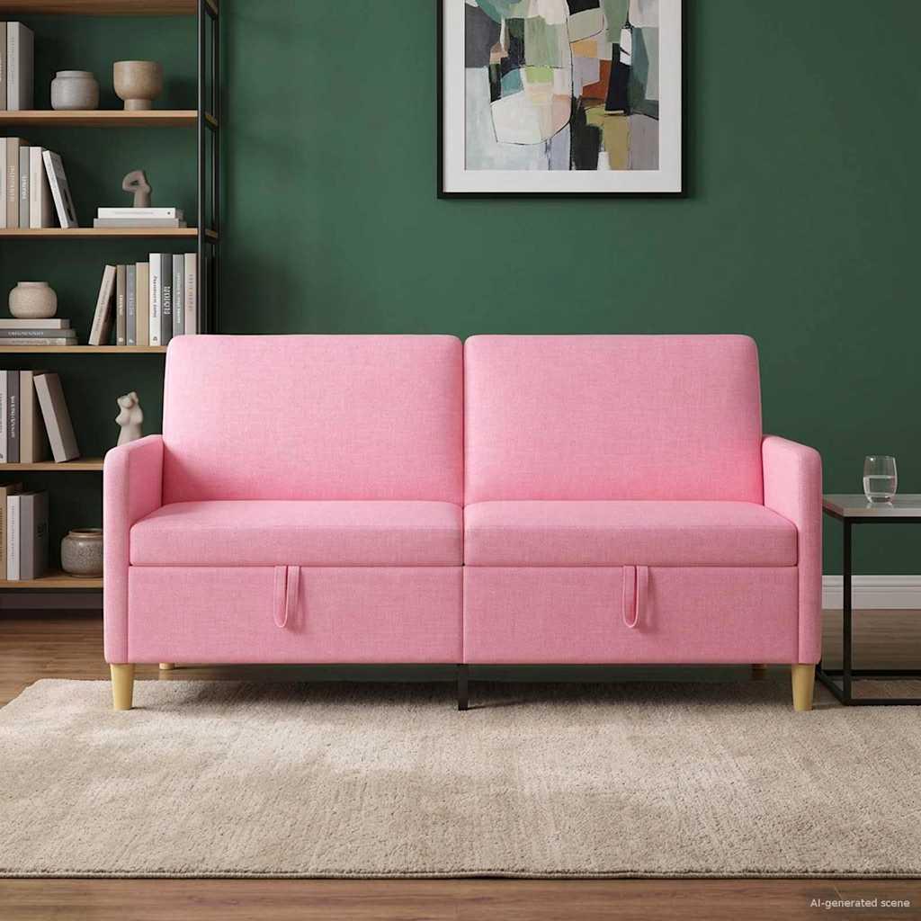 Sofa med opbevaring - lyserød 3-personers, 172 × 78 × 87 cm i polyester billede
