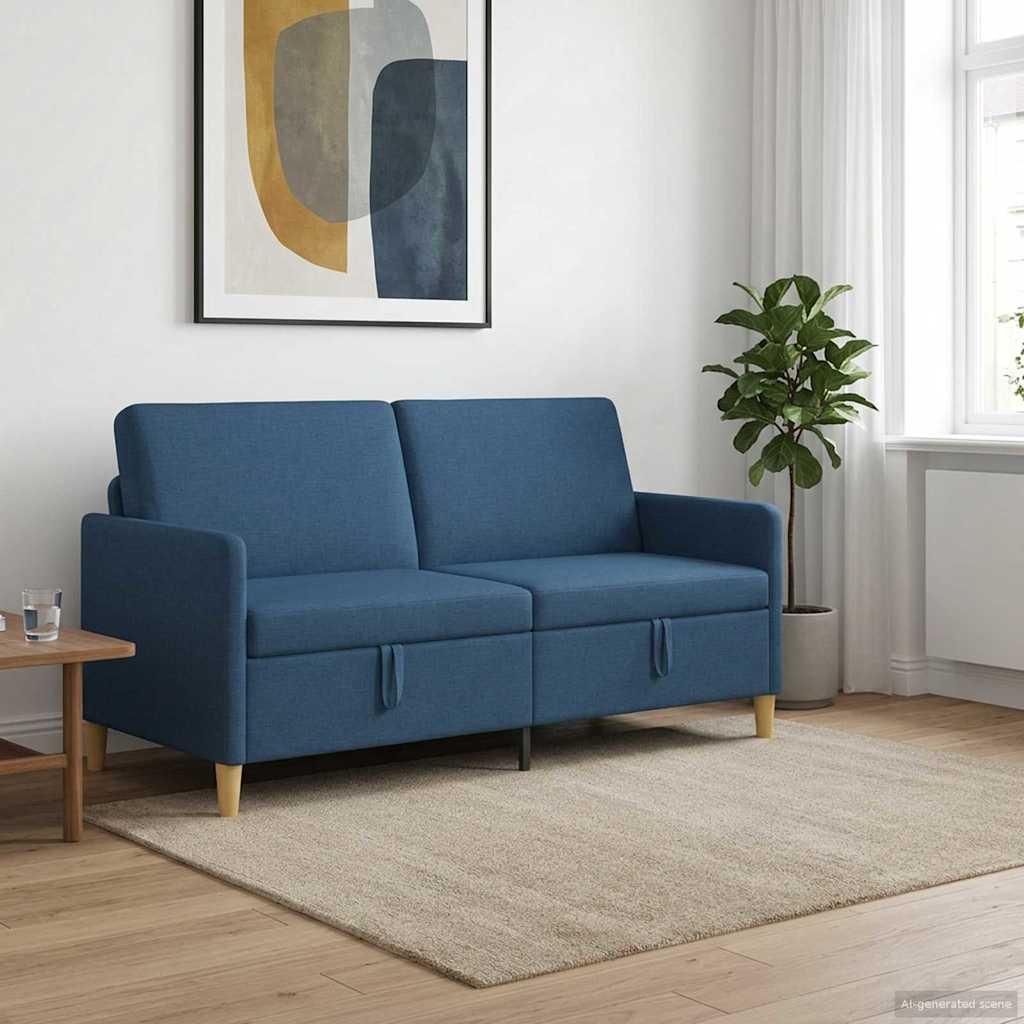 Sofa med opbevaring - blå polyester, 172 × 78 × 87 cm (3-personers) billede