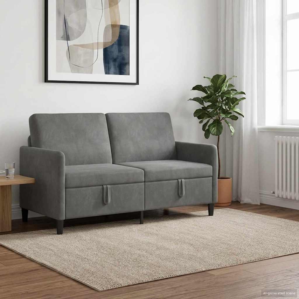 Sofa med opbevaring - mørkegrå polyester, 2-personers (152 × 78 × 87 cm) billede
