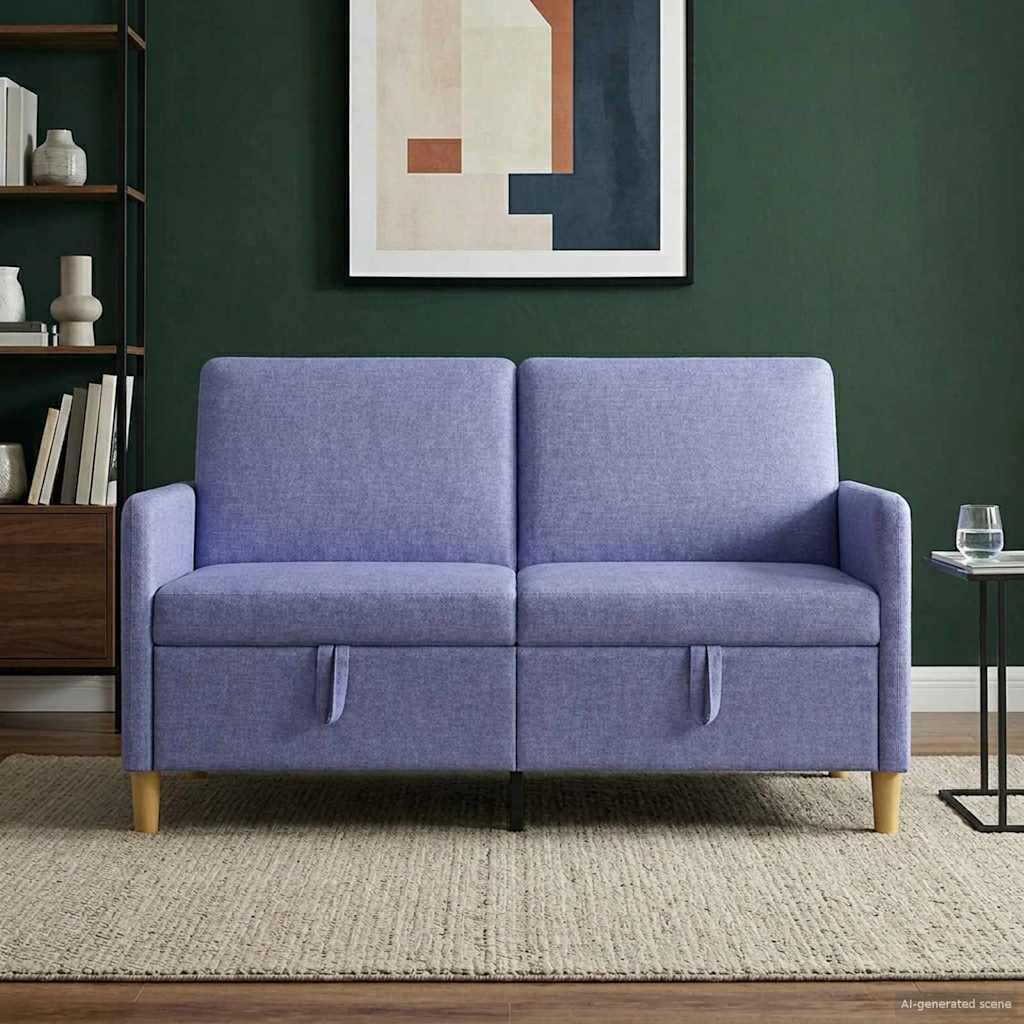 Sofa med opbevaring - jeansblå 2-personers, 152 × 78 × 87 cm i polyester billede